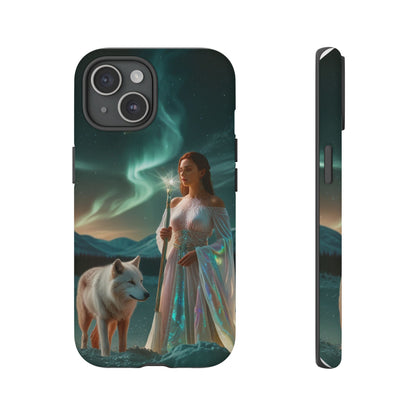 iPhone Mystic Guardian Phone Case — Aurora Wolf Woman Protective Cover