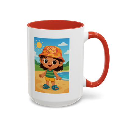 Good Vibes Beach Kid Mug — Accent Coffee Mug (11/15oz)