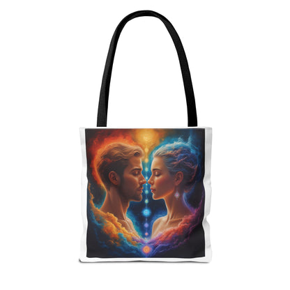 Mystic Soulmates Tote Bag — Celestial Couple Art AOP Tote
