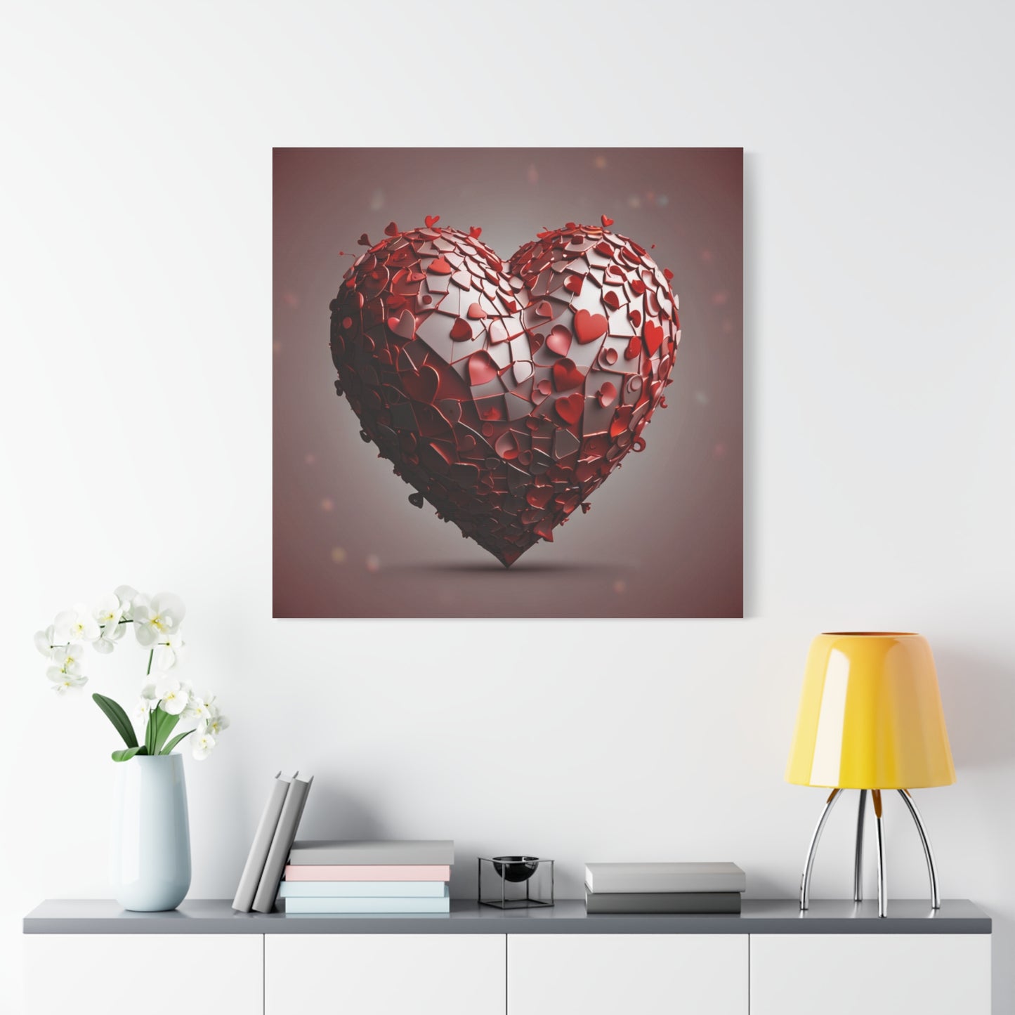 Valentine Heart Mosaic Matte Canvas Wall Art — Stretched 1.25"