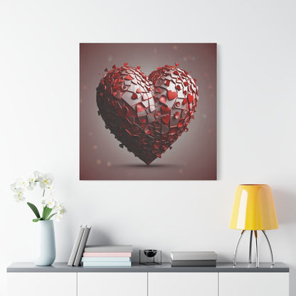 Valentine Heart Mosaic Matte Canvas Wall Art — Stretched 1.25"