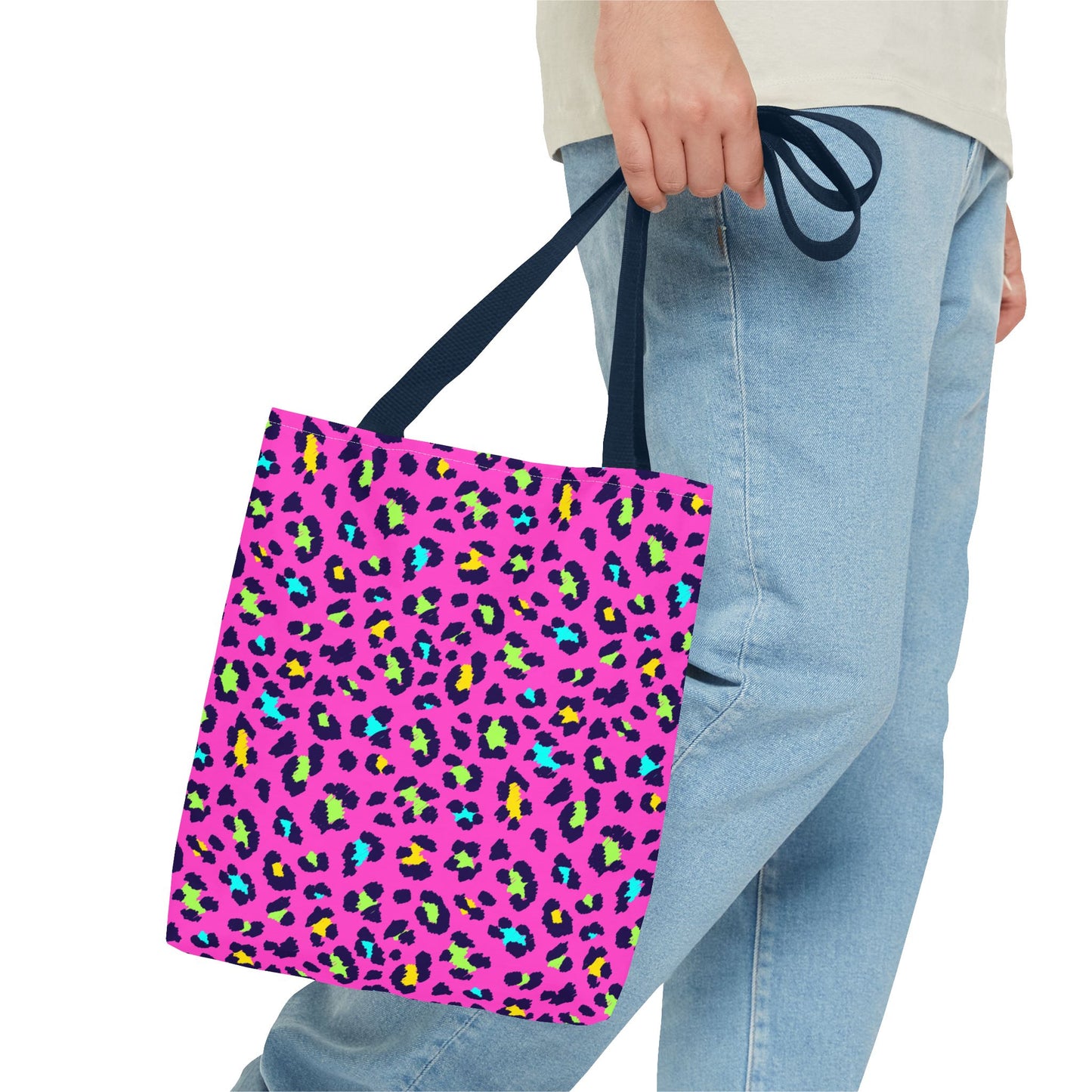 Pink Neon Leopard Print Tote Bag — Bold Animal Print Shopper