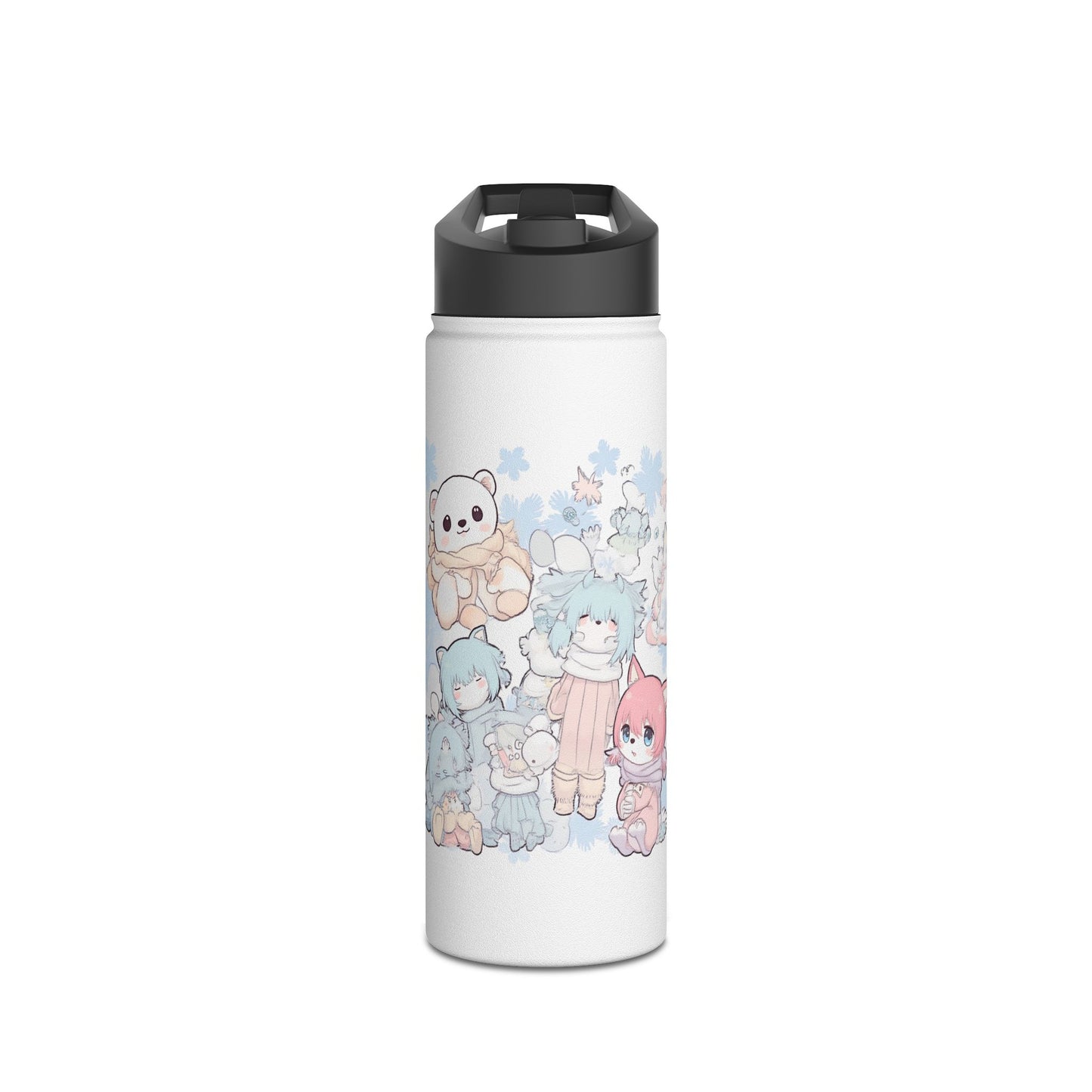 Wasserflasche aus Edelstahl mit niedlichen Kawaii-Wintermotiven
