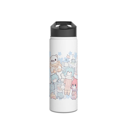Wasserflasche aus Edelstahl mit niedlichen Kawaii-Wintermotiven