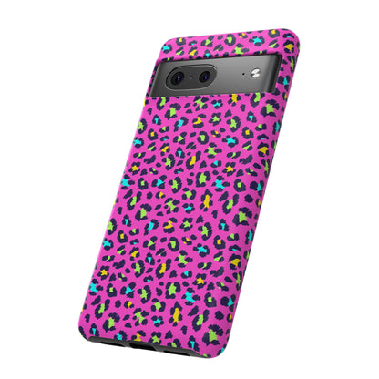 Funda resistente para teléfono Google Pink Neon Leopard: protector con estampado animal brillante