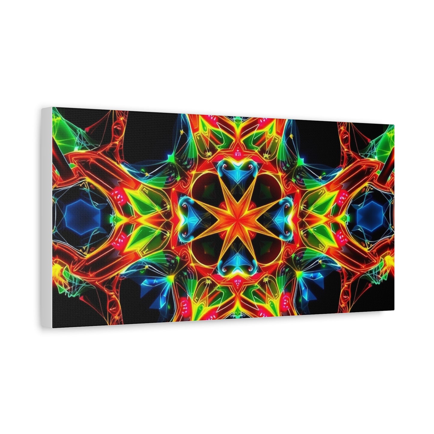 Kaleidoscope Neon Mandala Matte Canvas
