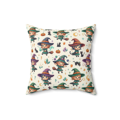 Cute Witch Pattern Decorative Throw Pillow – Halloween Kids Room Accent