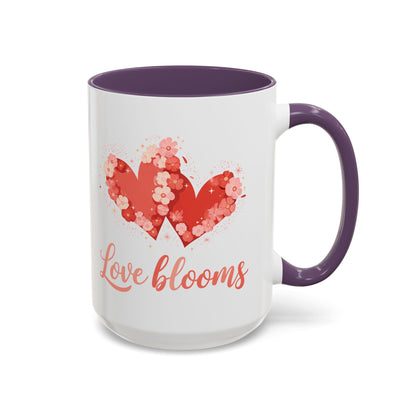 Love Blooms Accent Coffee Mug — Floral Heart 11/15oz