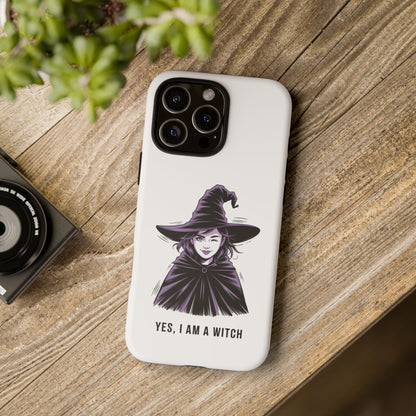 iPhone Yes, I Am a Witch Phone Case — Gothic Witch Illustration Protective Cover