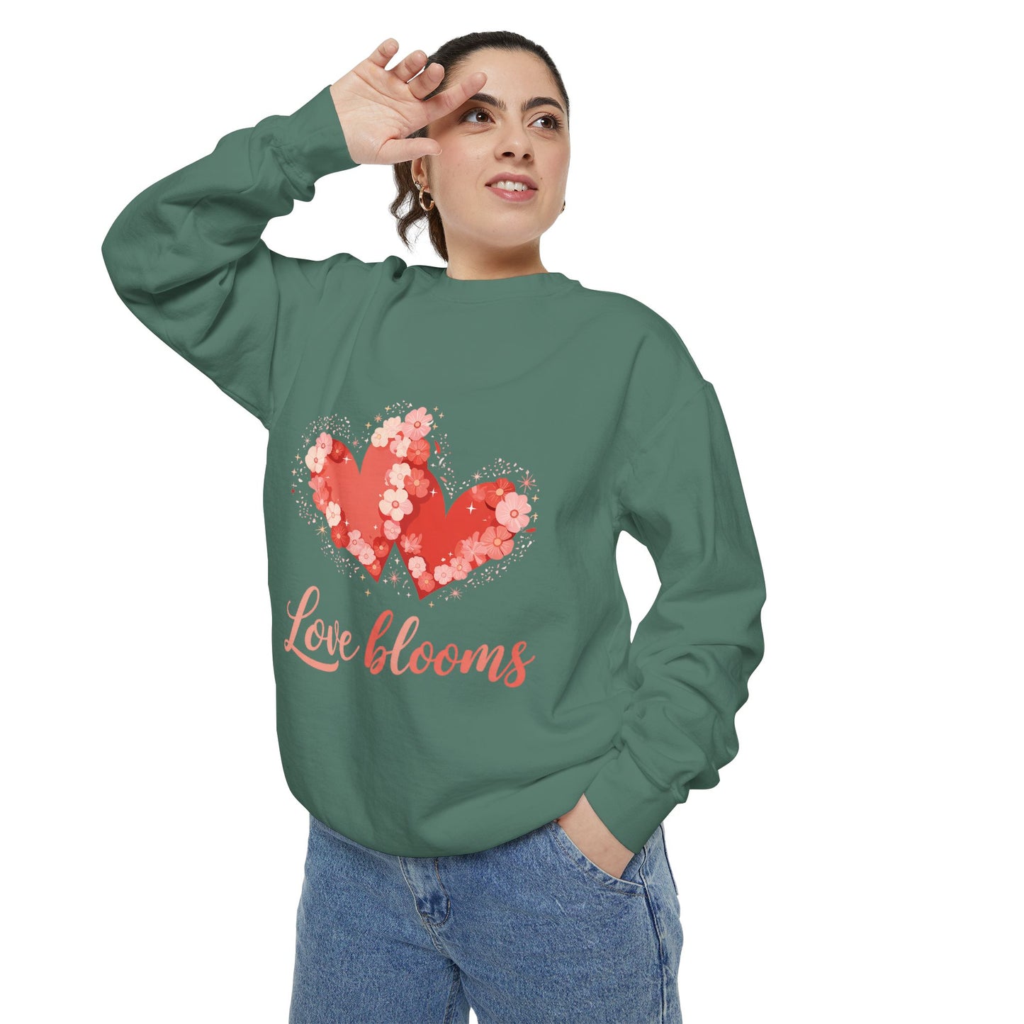 Love Blooms Heart Sweatshirt — Floral Valentine Pullover