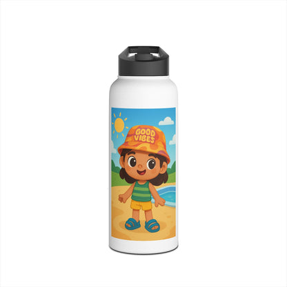 Botella térmica de acero inoxidable para niños Good Vibes — Botella térmica con dibujos de playa