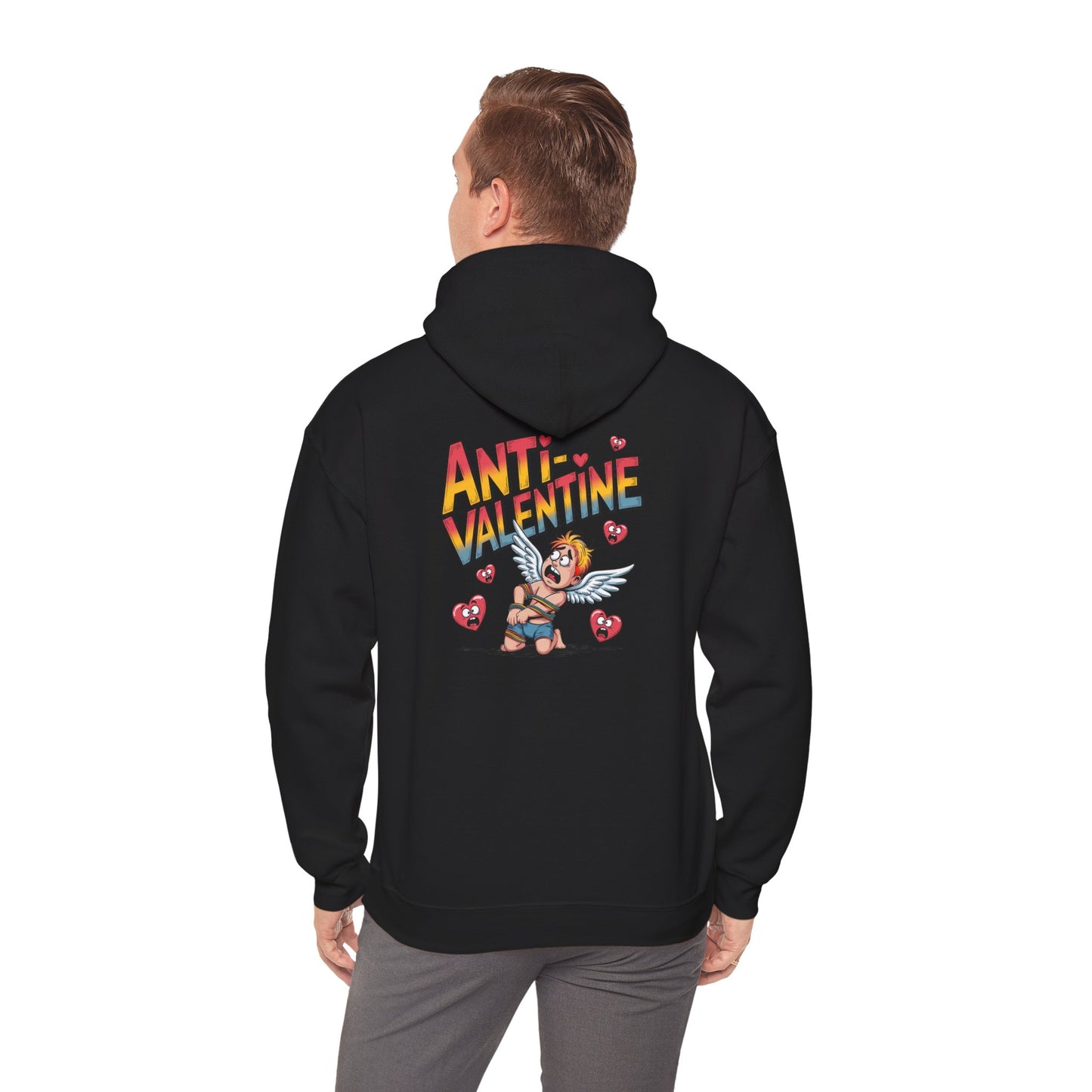 Anti-Valentine Hoodie — Funny Cupid Bear Graphic Pullover