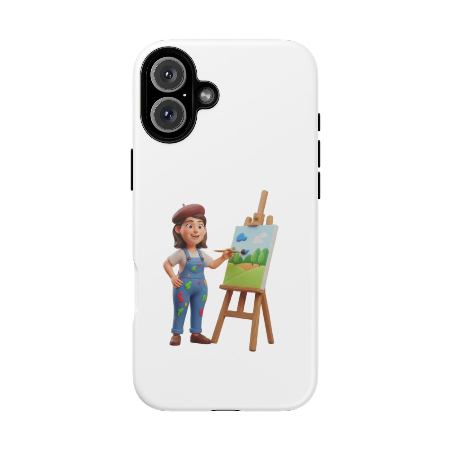 iPhone Artist Painter Phone Case — Cute Female Artist with Easel Protective iPhone Cover