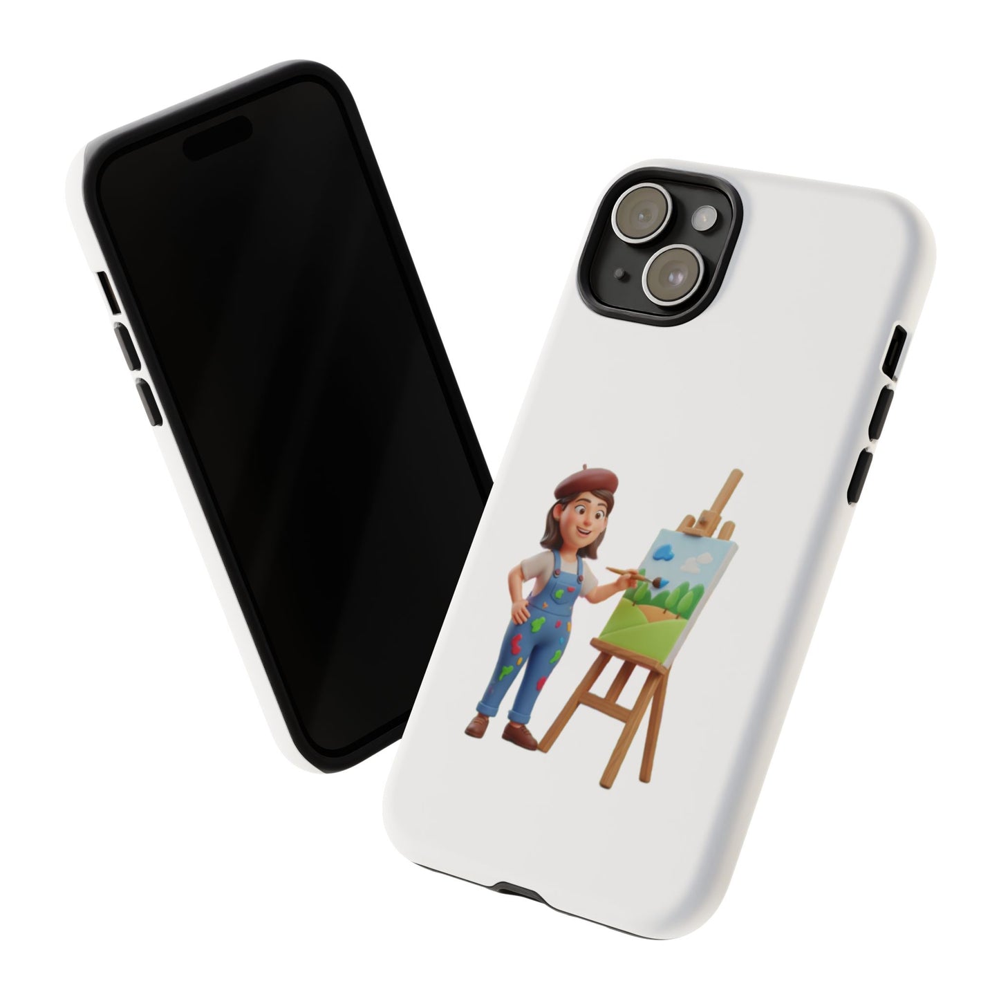 iPhone Artist Painter Phone Case — Cute Female Artist with Easel Protective iPhone Cover
