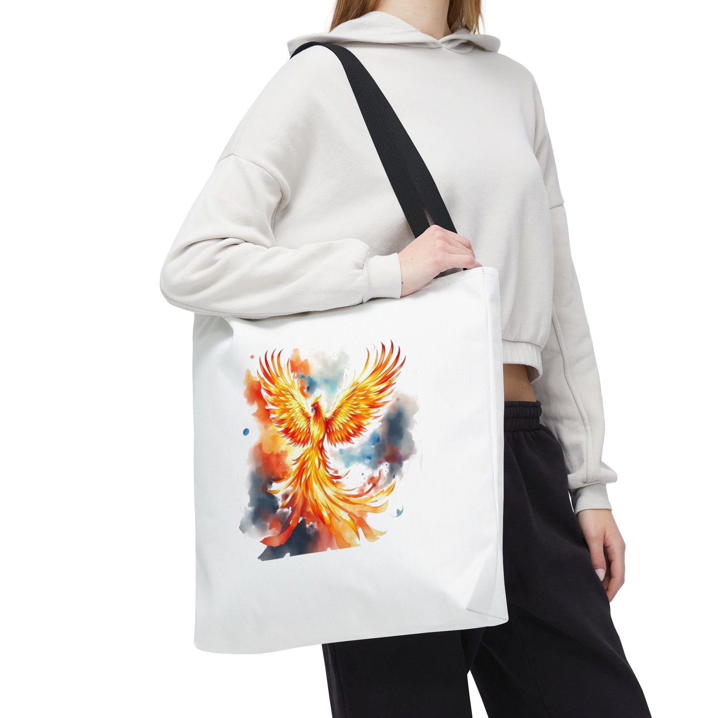 Phoenix Watercolor Tote Bag – Vibrant Rising Bird All-Over Print Tote