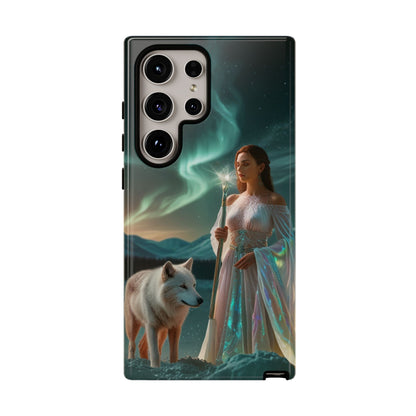 Samsung Aurora Guardian Handyhülle – Mystic Woman &amp; Wolf Magic Galaxy Schutz