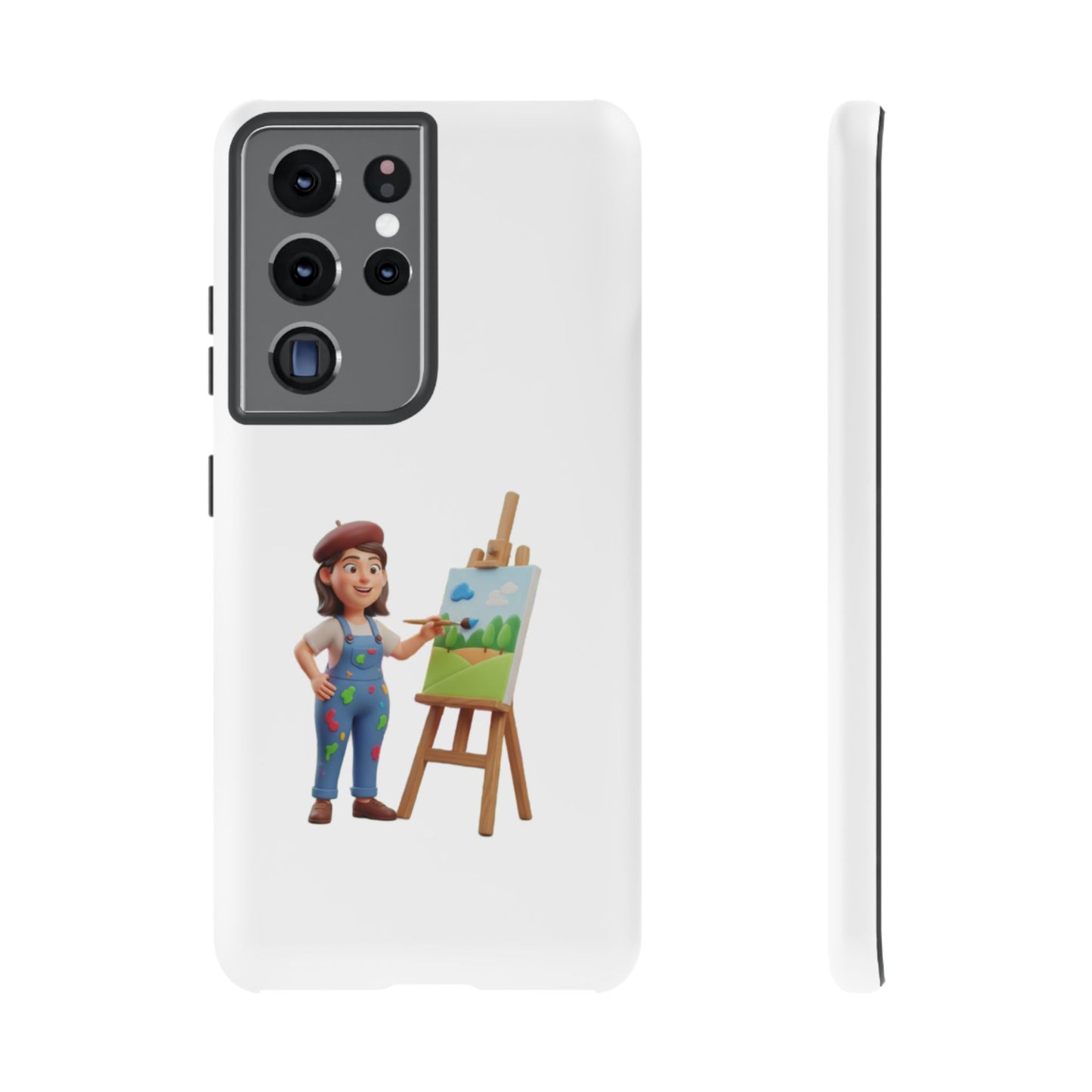 Samsung Handyhülle mit Künstlermotiv – Schutzhülle mit niedlicher Illustration einer Malerin