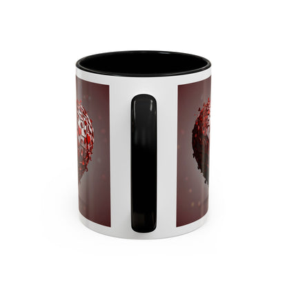 Heart Mosaic Accent Coffee Mug — Romantic Valentine’s Day Gift (11/15 oz)