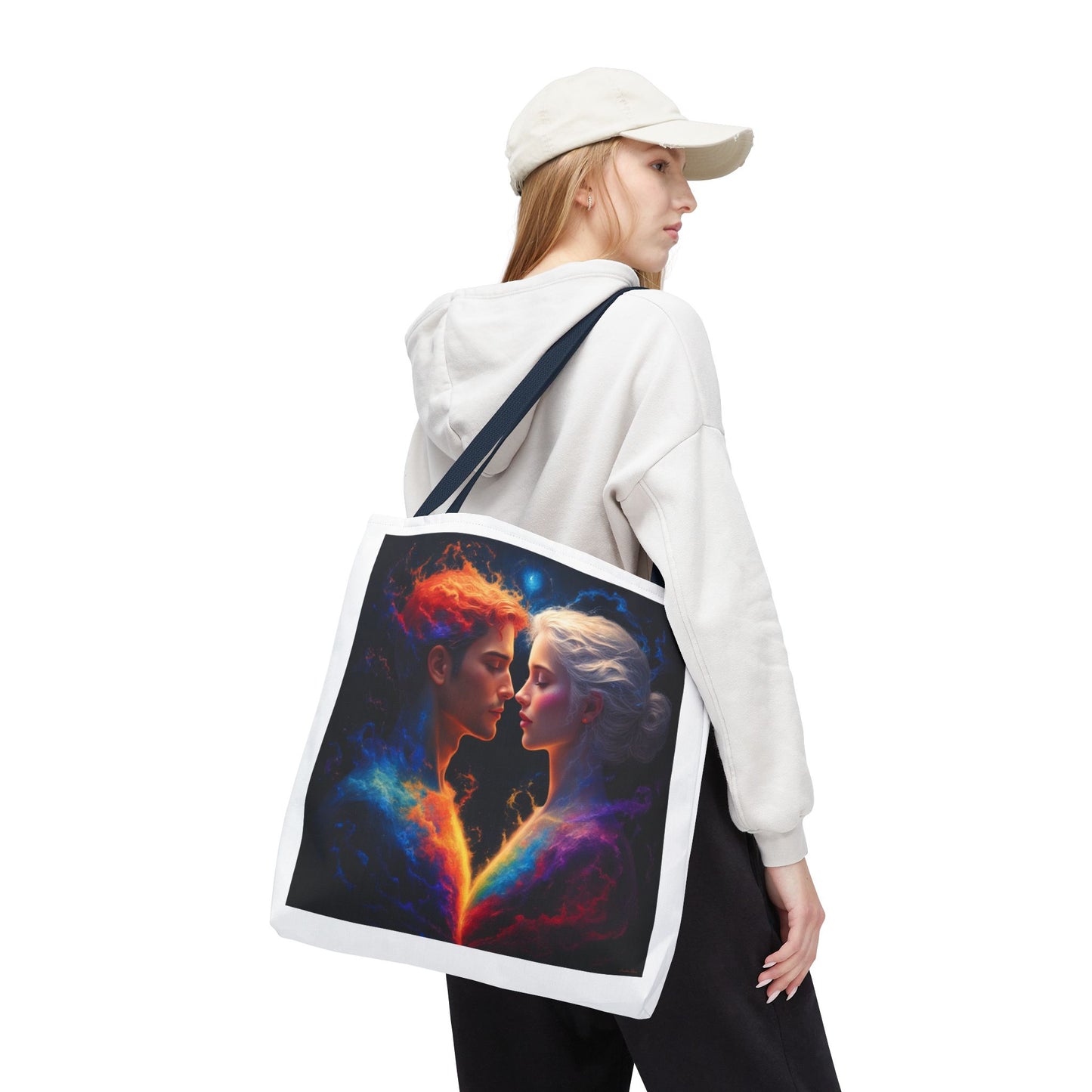 Cosmic Lovers Tote Bag — Fire & Ice Romantic Art AOP