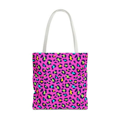 Pink Neon Leopard Print Tote Bag — Bold Animal Print Shopper