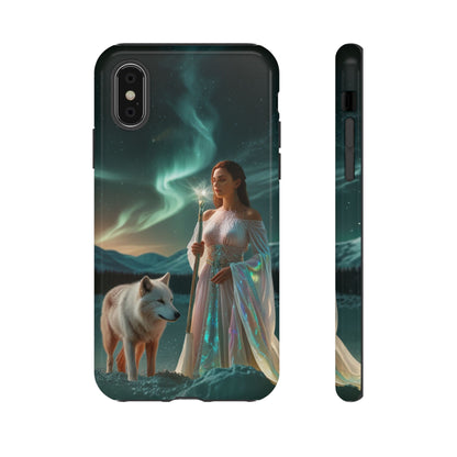 iPhone Mystic Guardian Phone Case — Aurora Wolf Woman Protective Cover