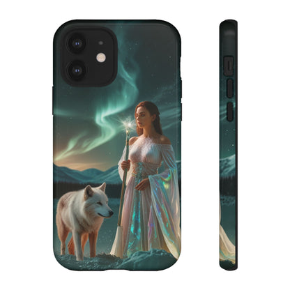 iPhone Mystic Guardian Phone Case — Aurora Wolf Woman Protective Cover