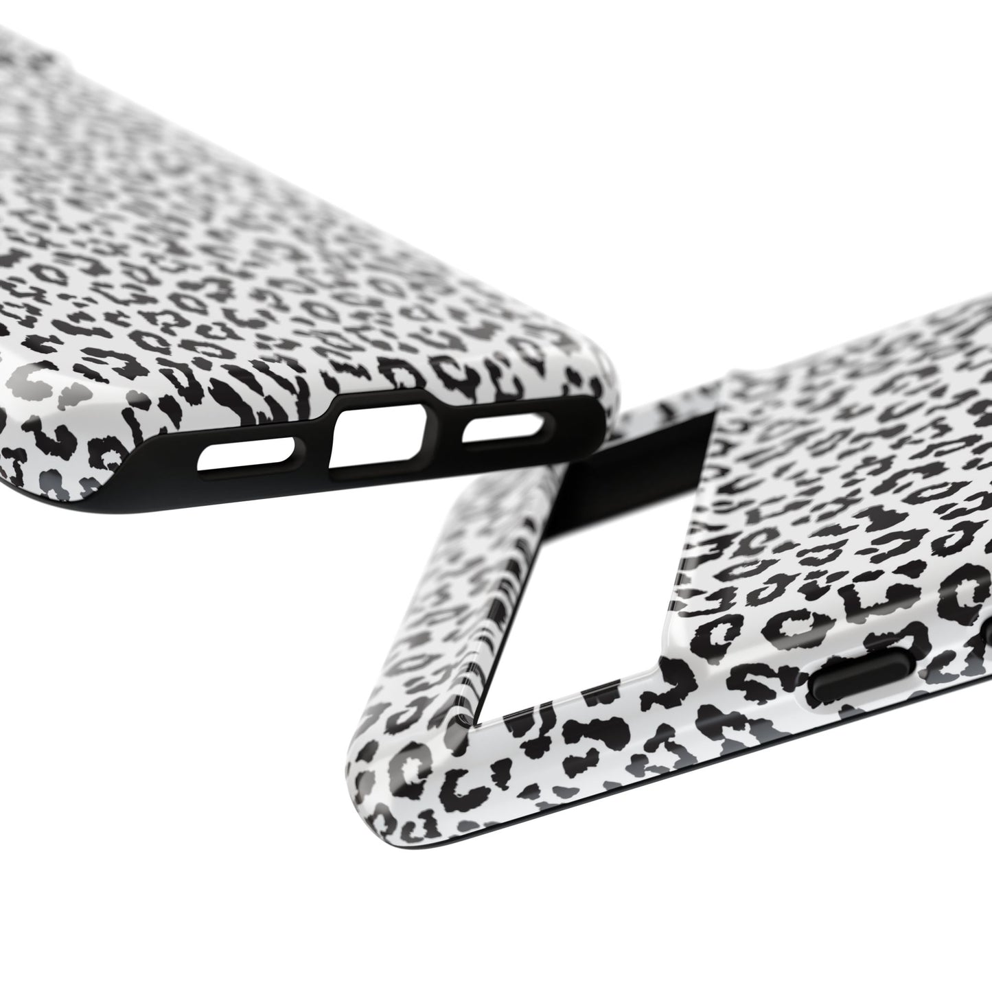 Funda para teléfono con estampado de leopardo de Google: resistente, en blanco y negro
