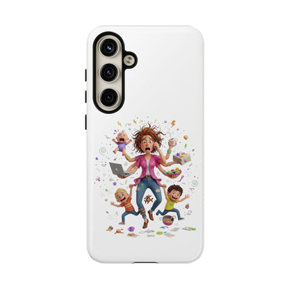 Samsung Mom Life Phone Case — Funny Juggling Mom Illustration Protective Case