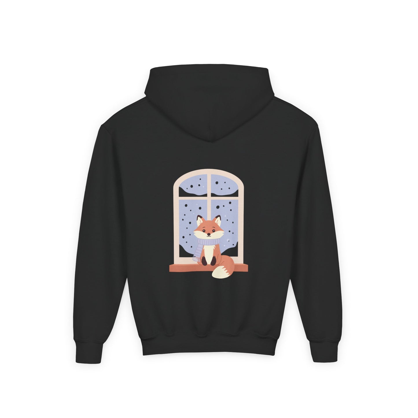 Youth Fox Winter Hoodie - Cute Fox at Window Kids Sweatshirt