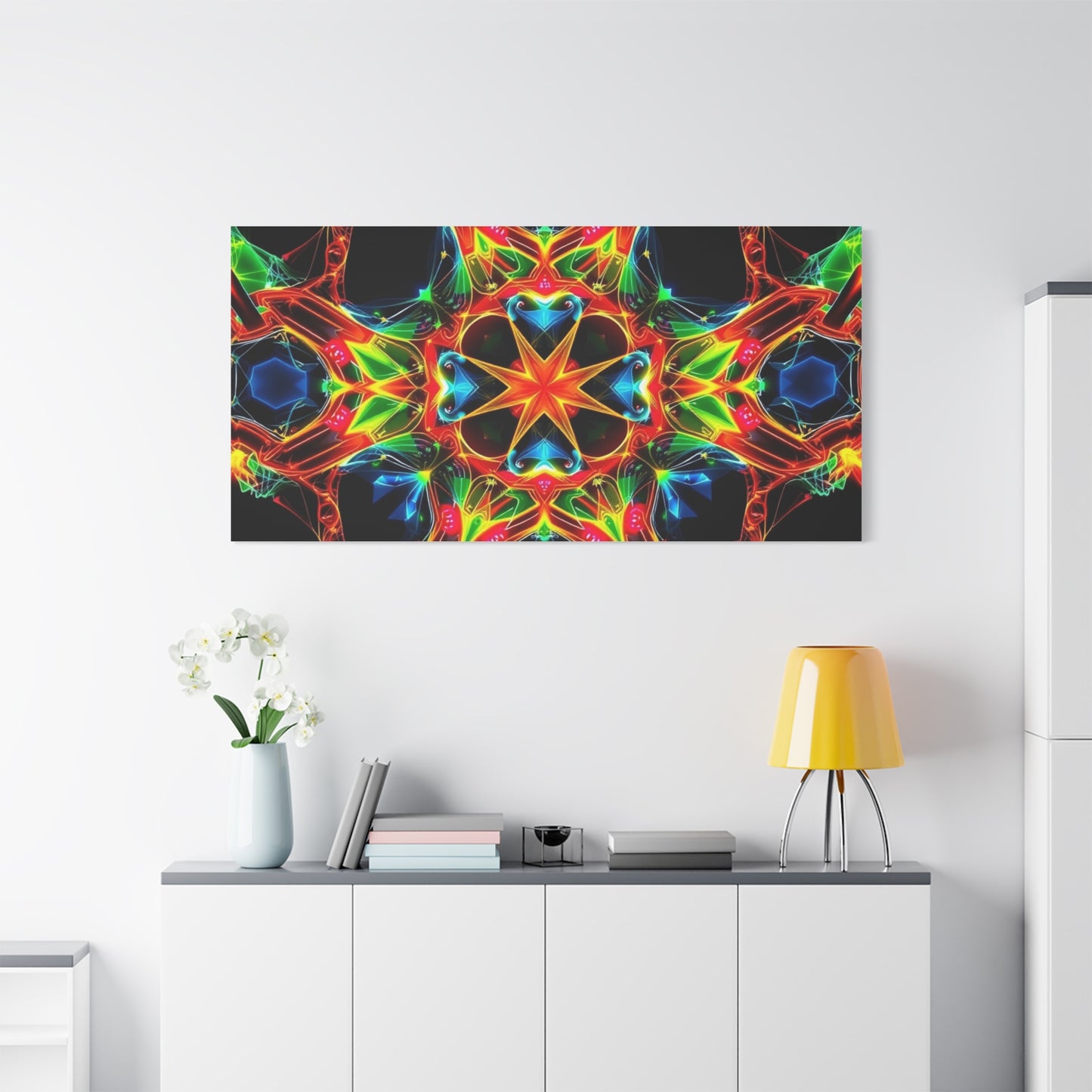 Kaleidoscope Neon Mandala Matte Canvas
