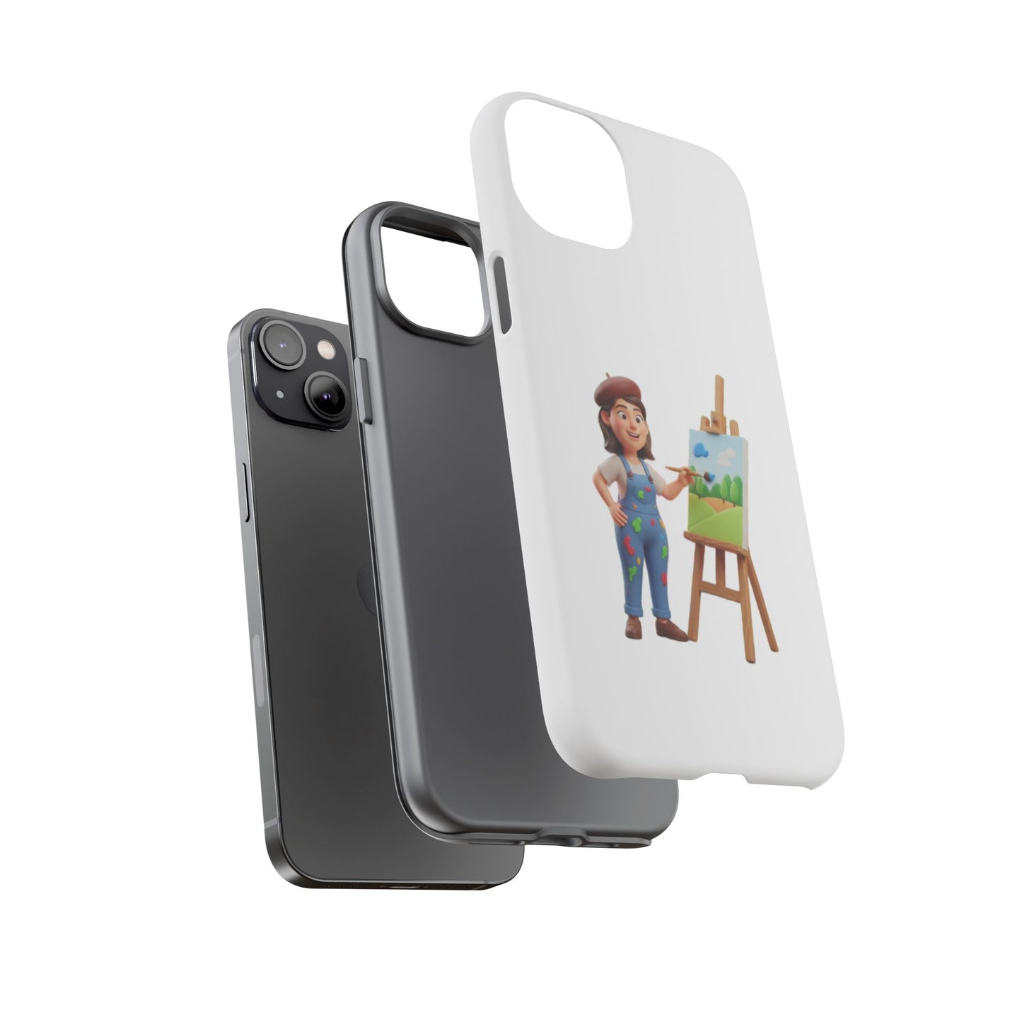 iPhone Artist Painter Phone Case — Cute Female Artist with Easel Protective iPhone Cover