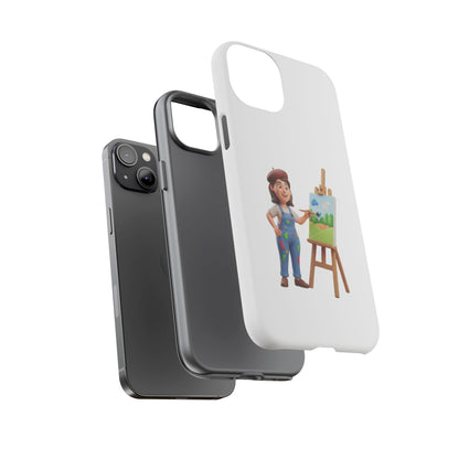 iPhone Artist Painter Phone Case — Cute Female Artist with Easel Protective iPhone Cover