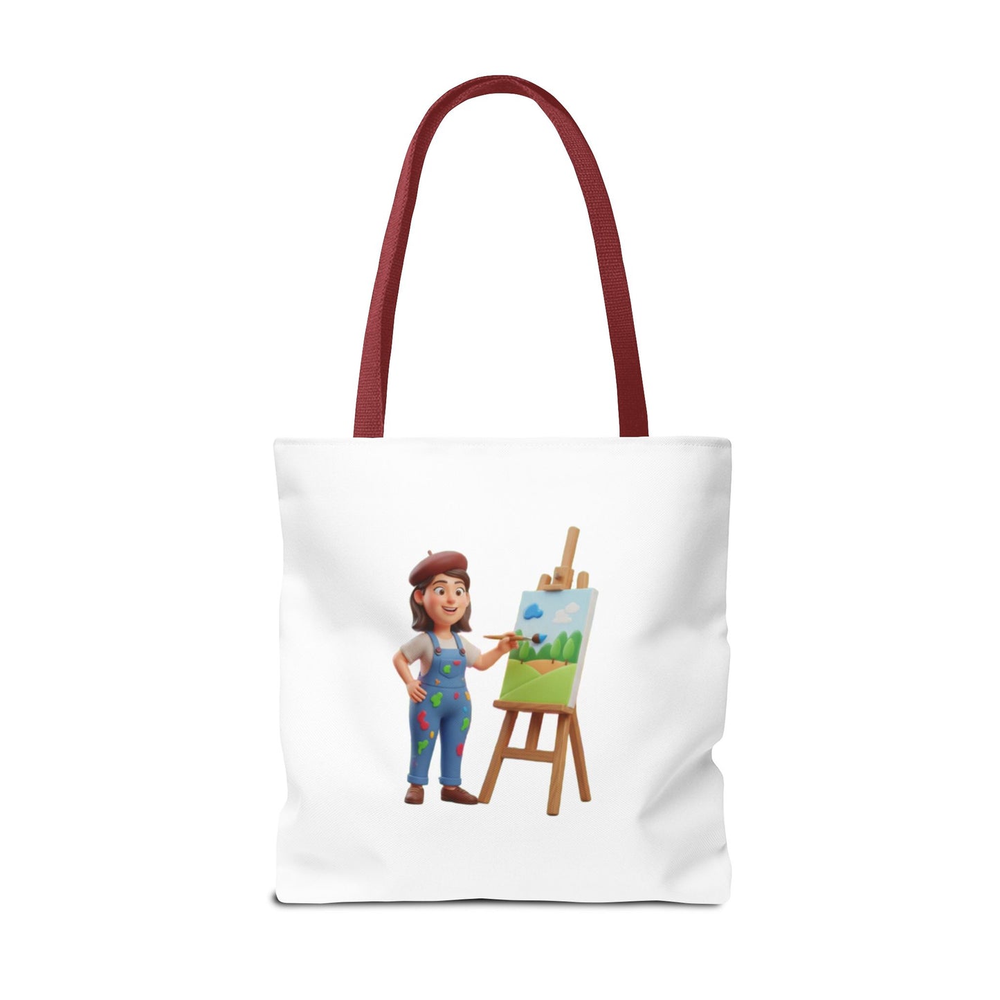 Artist Tote Bag — Painter with Easel Illustrated AOP Tote