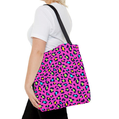 Pink Neon Leopard Print Tote Bag — Bold Animal Print Shopper