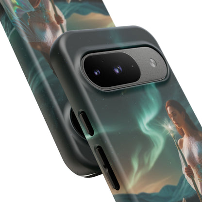 Funda para teléfono Google Aurora Guardian: armadura de fantasía de mujer y lobo