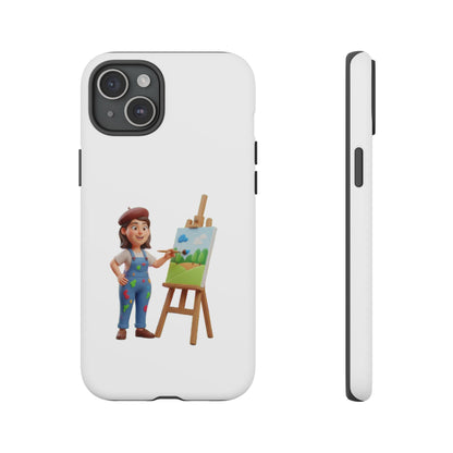 iPhone Artist Painter Phone Case — Cute Female Artist with Easel Protective iPhone Cover