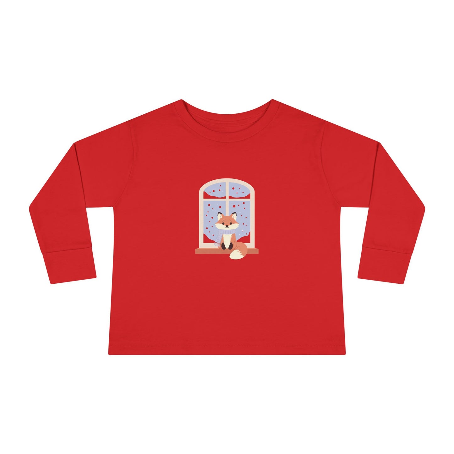 Toddler Long Sleeve Tee — Cozy Fox by Window Winter Sleepy Nursery Shirt