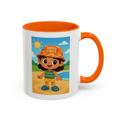 Good Vibes Beach Kid Mug — Accent Coffee Mug (11/15oz)