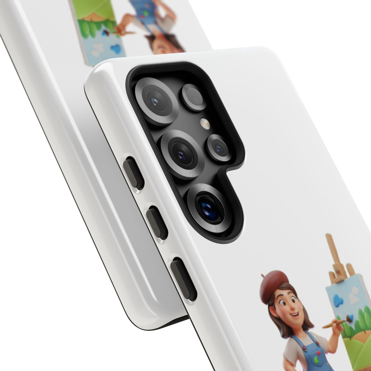 Samsung Handyhülle mit Künstlermotiv – Schutzhülle mit niedlicher Illustration einer Malerin