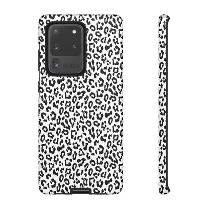 Samsung Leopard Print Tough Phone Case – Black & White Animal Pattern Protective Cover