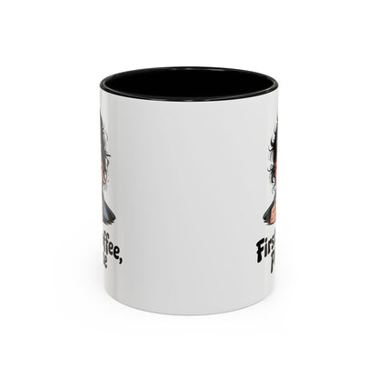 First Coffee, Please Accent Coffee Mug — Funny Morning Coffee Mug for Tired Adults