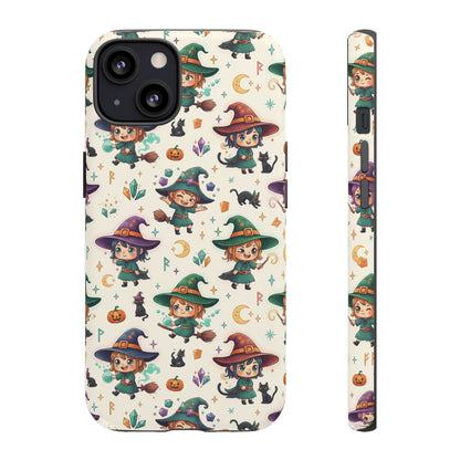 Niedliche iPhone-Handyhülle mit Hexenmuster – Halloween-Kawaii-iPhone-Hülle