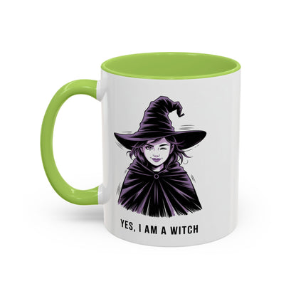 Witch Coffee Mug - "Yes, I Am a Witch" Accent Mug (11/15 oz)