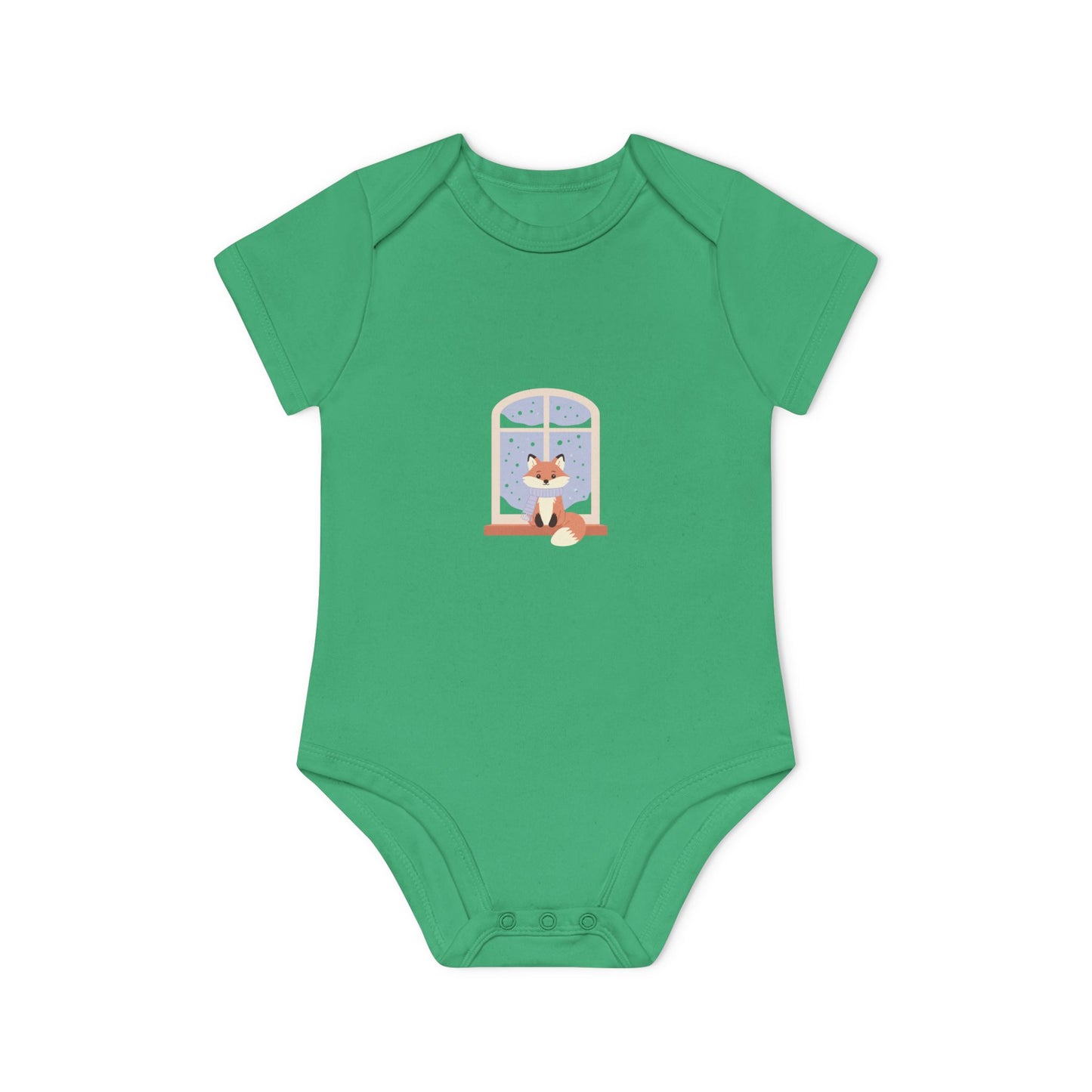 Baby Bodysuit — Cozy Fox by the Window Organic Short Sleeve Baby Onesie