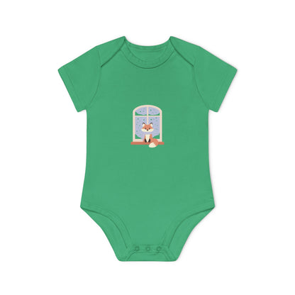 Baby Bodysuit — Cozy Fox by the Window Organic Short Sleeve Baby Onesie