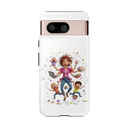 Funda para Google Phone - Diseño de caricatura de mamá frenética (Vida de mamá caótica y divertida)