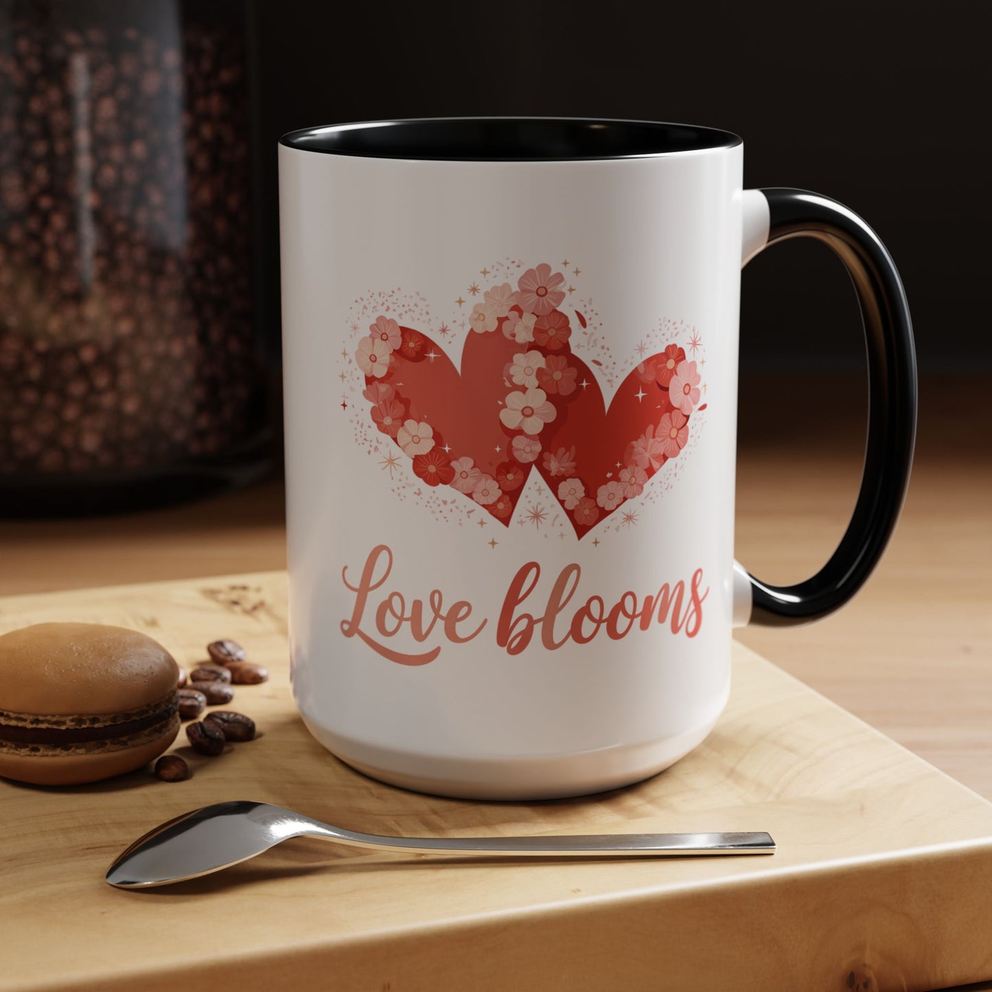 Love Blooms Accent Coffee Mug — Floral Heart 11/15oz