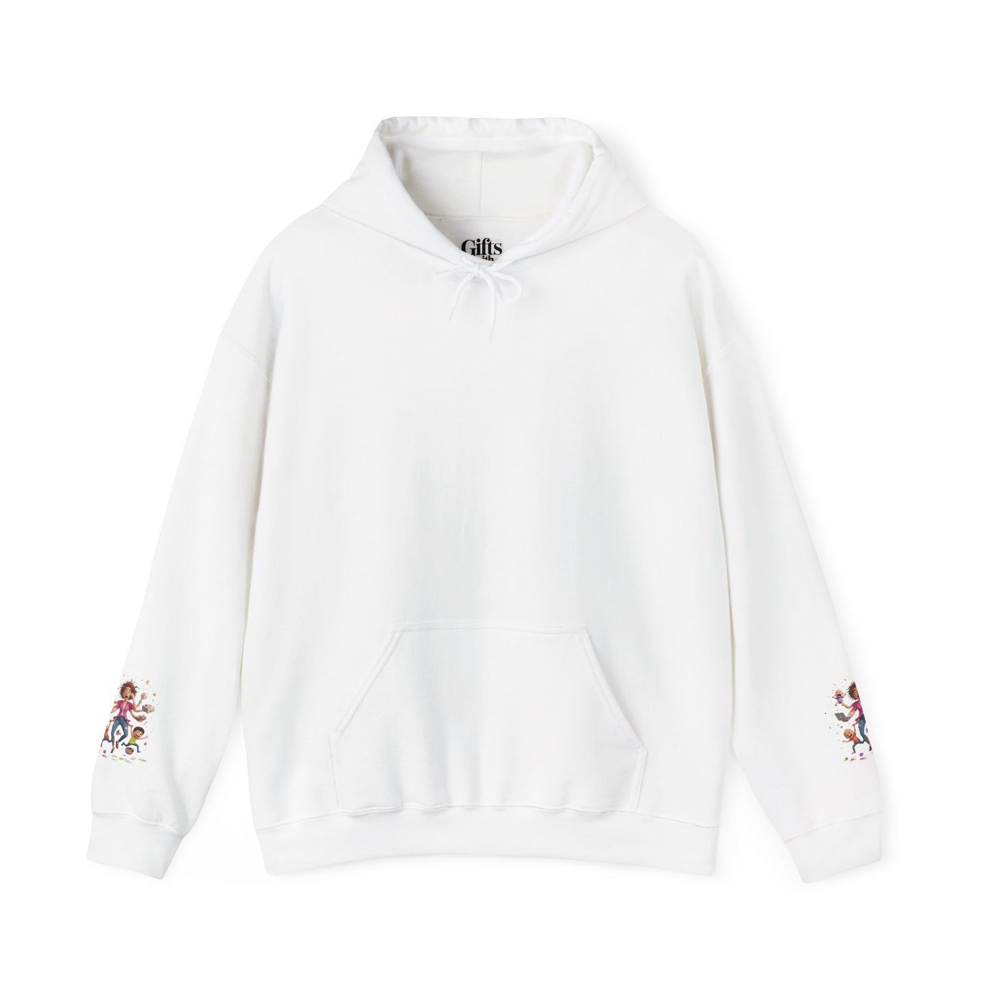 Hoodie – Pullover mit verspielter Illustration von Mutter und Kindern: „Super Mama“