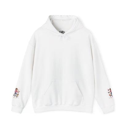 Hoodie – Pullover mit verspielter Illustration von Mutter und Kindern: „Super Mama“