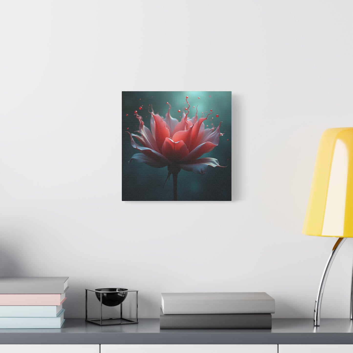Red Lotus Matte Canvas Wall Art — Stretched 1.25" Floral Print